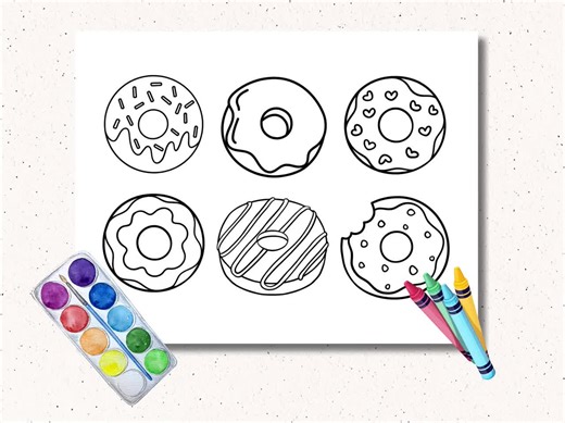 Donut Coloring Pages, Donut Birthday Party Activity, Donut Baby Shower, Kids Coloring Pages, Classroom Activity, Instant Download - Etsy