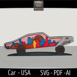 3D Car SVG - Multilayer SVG Laser Cut File for Glowforge, Cricut and Silhouette - Etsy