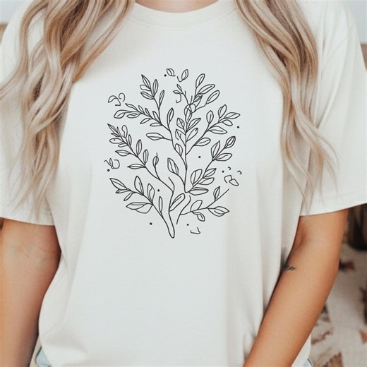 Botanical Line Art Leaves PNG, Minimalist Floral Sublimation, Elegant Plant Drawing Modern Nature Aesthetic, Digital Download, Greenery Art - Etsy