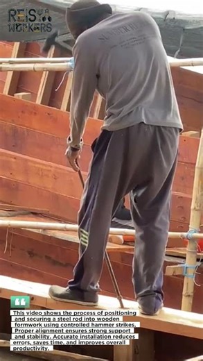 Installing Steel Rod into Wooden Formwork | Strong and Precise Construction Work