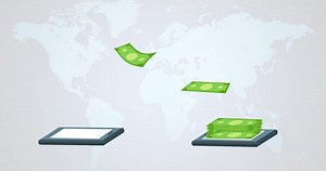 Download money flying out of an electronic tablet for free