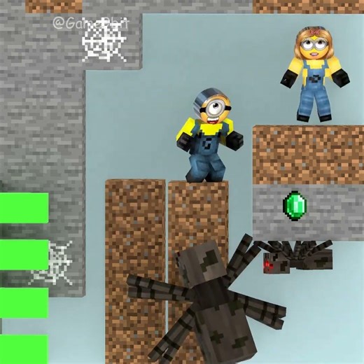 Challenge to escape the Spider Cave with Sprunki Minion: Boy and Girl!