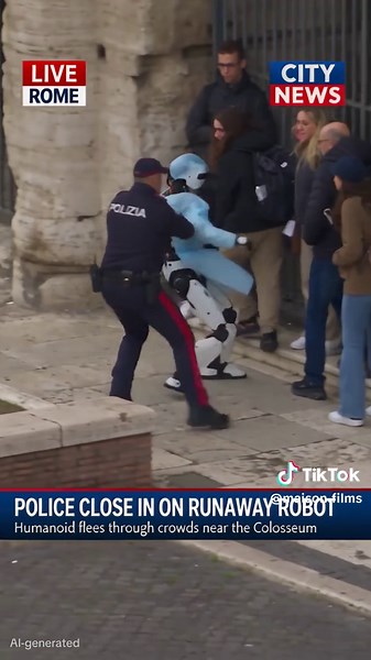 Downtown Rome #rome #robot #aivideo #policechase #humanoid
