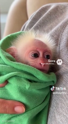 Beautiful newborn stump tailed macaque 💚 #newbornmonkey #stumptail #newbornstumptail #whitefurmonkey #newbornstumptailedmacaque