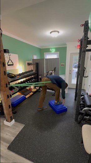 Front foot elevated band assisted hamstring stretch