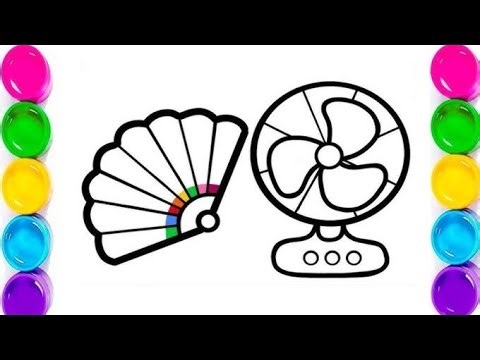Colourfull fan drawing for kids, let's draw, painting and colouring drawing for kids and toddlers 🎨