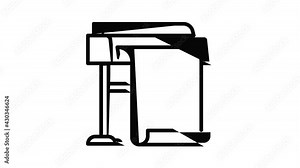 Commercial plotter icon animation outline best object on white background