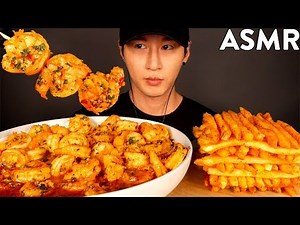 ASMR GARLIC SHRIMP & CAJUN FRIES MUKBANG (No Talking) EATING & COOKING SOUNDS | Zach Choi ASMR