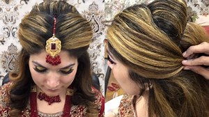 293K views · 10K reactions | Easy Bridal hairstyle on short hairs || hair style for party makeup | Blush with Amna | Facebook