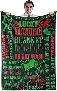 InnoBeta Stock Market Gifts, Lucky Trading Blanket for Men and Women, Flannel Throw Blanket for Trader, Broker, Financial Advisor, Investor, Green, 50x65 Inches