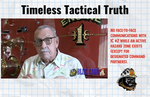 33K views · 295 reactions | Timeless Tactical Truth from Alan Brunacini: No face-to-face communication with IC #2 while an active hazard zone exists — unless you’re a designated command partner. This simple rule prevents confusion, freelancing, and missed transmissions when conditions matter most. Want to truly understand why?  Dive deeper at www.bshifter.com. | Blue Card & B Shifter | Facebook