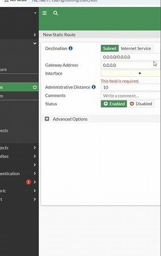 6.How to Configure Default Route in FortiGate Firewall with GUI?