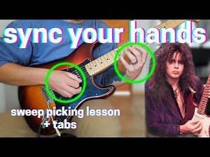 How to sweep pick: hand synchronization | Simple guitar lesson with tabs