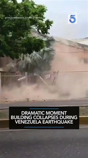 Dramatic moment building collapses during Venezuela earthquake