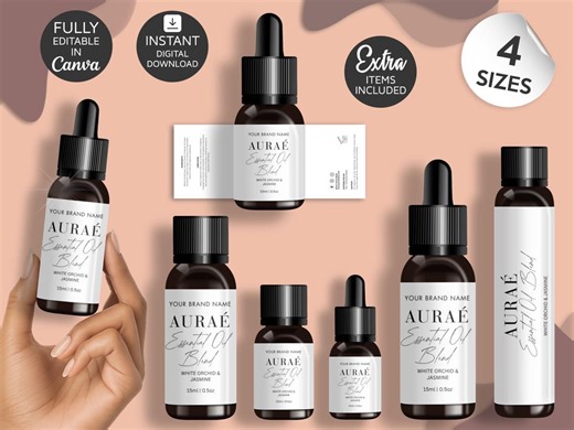 Essential Oil Label Templates, DIY Roller Bottle Labels, 5ml, 10ml, 15ml, Serum Blend Label Canva Design, Editable Cosmetic Packaging, ABW1 - Etsy Australia