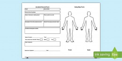 Body Map Template Accident Form Activity