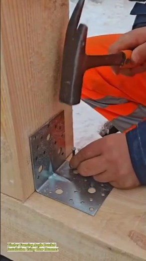 Timber Framing Angle Bracket Installation Using Claw Hammer