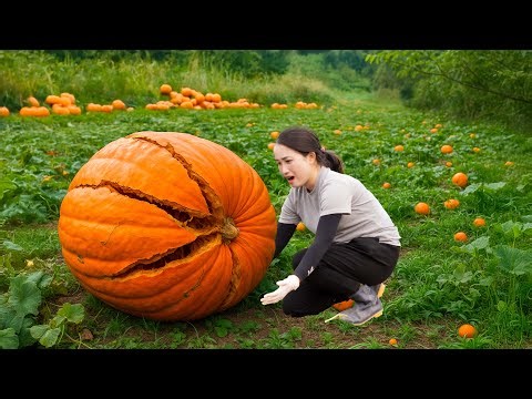 Harvesting Giant Cracked Pumpkin | Shocked to See It Split Open in the Field!