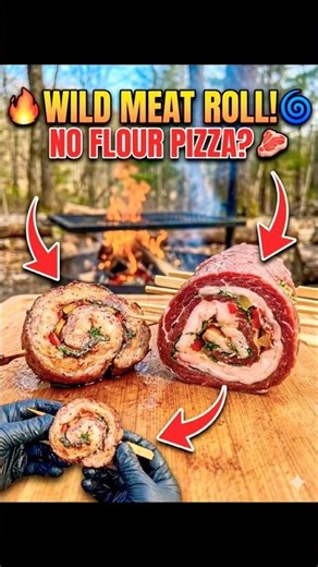 Wild Beef Pinwheels on Fire! 🥩🔥 Juicy Layered BBQ #shorts