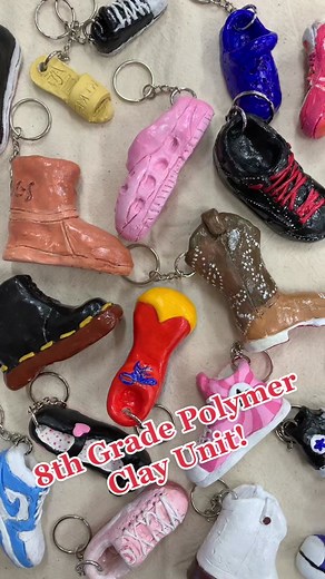 8th Grade Polymer Clay Shoe Sculpture Keychains
