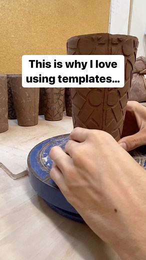 Mike Cerv Pottery on Instagram: "This is why I love using tar paper templates… I can make lots of templates and “cast” them all in unison like a #moldmaker would! This allows me to repeat an action on a grouping of the same shape rather than crafting one piece start to finish. For example, adhere all the templates to the slabs, then cut them all, then model them all. In doing it this way I move much faster - I don’t have to switch my brain to do different actions nearly as much. This method of w