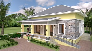 Small House Design 10x10 with 3 Bedrooms Hip Roof
