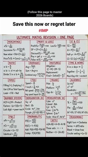 Revise Full Maths in 1 Sheet ⚡| All Formulas + Concepts 💯#viral #shorts #boardeducation #class10