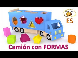Dibujos y juguetes para bebés: camión clasificador de formas. Figuras geometricas en español