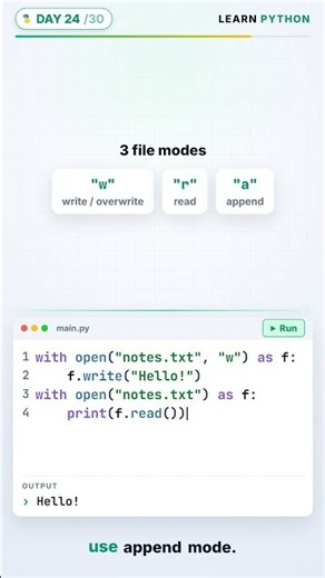Python Reading & Writing Files - Day 24 #shorts
