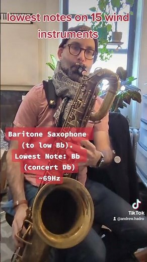 15 different wind instruments' lowest notes in descending order.