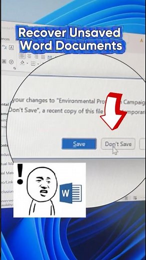Recover Unsaved Word Documents | Closed Without Saving 😱 #shorts