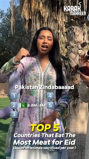 10K reactions · 706 comments | Can you guess #3? Top 5 Countries that have the most meat for Eid (based on animals sacrificed per year for Eid). #eid #celebration #country | Karak With Mahreen | Facebook