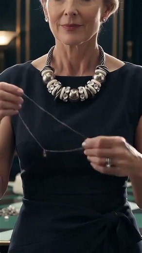 Gun Metal Grey Mesh Beaded Statement Necklace