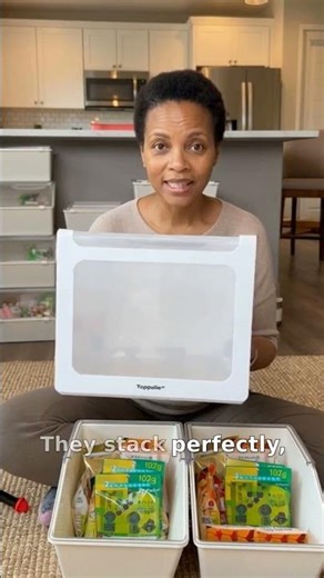 White Large Plastic Storage Bins With Lids Stackable Pantry Organizer