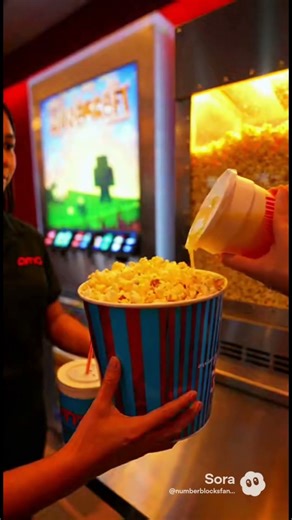 SORA 2 Me go to amc theater to see a minecraft movie