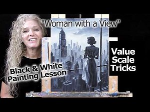 WOMAN WITH A VIEW - Learn How to Draw and Paint with Acrylics - Acrylic Painting Easy Step by Step