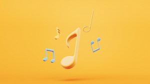 Loop animation of music notes with cartoon style, 3d rendering. | Premium Stock Video Footage