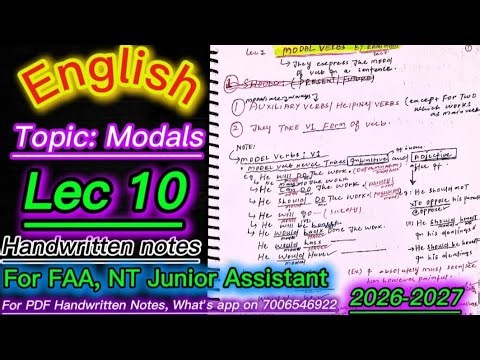 L(10) Modals || English For All Jkssb Exams💯 || NT, Junior assistant, FAA.