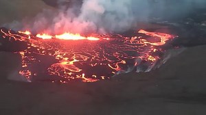 Iceland volcano stages fiery show