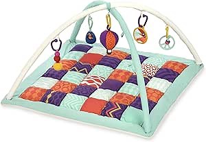 B. toys- B. baby- Wonders Above Activity Gym- Baby Play Mat Gym with 5 Hanging Toys for Newborns - Soft Quilt