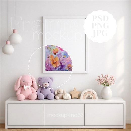 Interior Scene Poster Mockup | Soft Shadow Frame Mockup | Nursery Wall Art Display | White Frame Mockup | Fine Art Mockup (digital Download) - Etsy