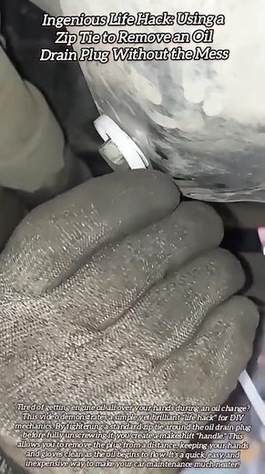 Ingenious Life Hack: Using a Zip Tie to Remove an Oil Drain Plug Without the Mess #shorts #mechanic
