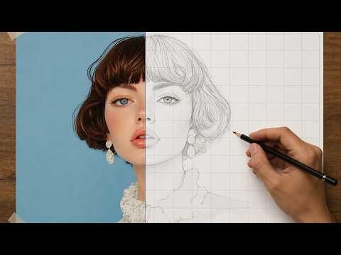 Portrait Grid Method for Beginners ✏️| Learn Portrait Outlines Faster with the Classic Grid Method