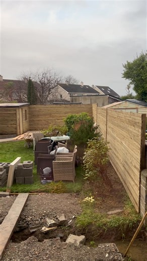 New patio just completed in oldbawn talaght Pressure treated timber cladding with new porcelain tile patio also we built garden storage shed free estimate and advice Call John 0874571828 based in bray Wicklow | Access Concrete