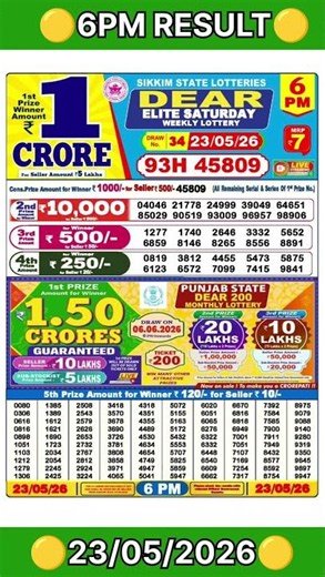 6PM Result 🟡 #lottery #shorts