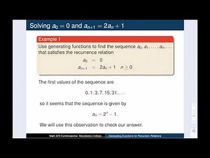Comb 02-02 Generating Functions for Recurrence Relations
