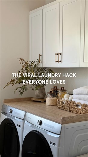 Short on laundry space? This viral hack creates an instant countertop so you can fold, sort, and organize laundry faster. | Michelle Lei