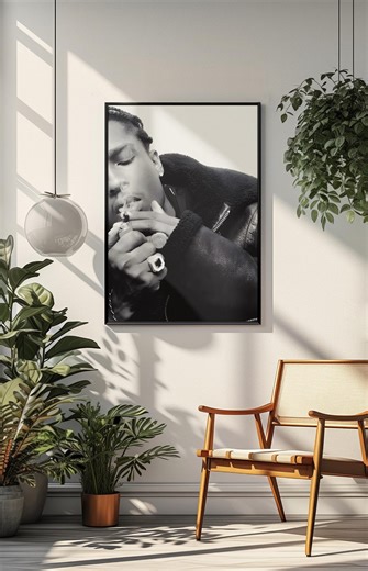 ASAP Rocky Poster | Black and White Portrait Wall Art | Trendy Pop Icon Print | Music Aesthetic Bedroom Decor | Modern ASAP Rocky Fan Gift - Etsy