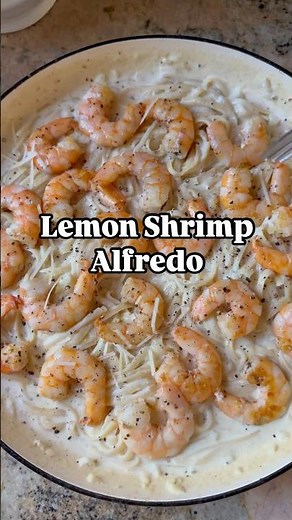 One Pan Lemon Shrimp Alfredo #recipe