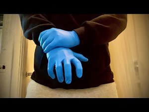 Blue nitrile exam gloves [ASMR]
